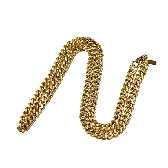 Vintage Monet Heavy Gold Plated Cuban Chain Necklace - Picture 3 of 5